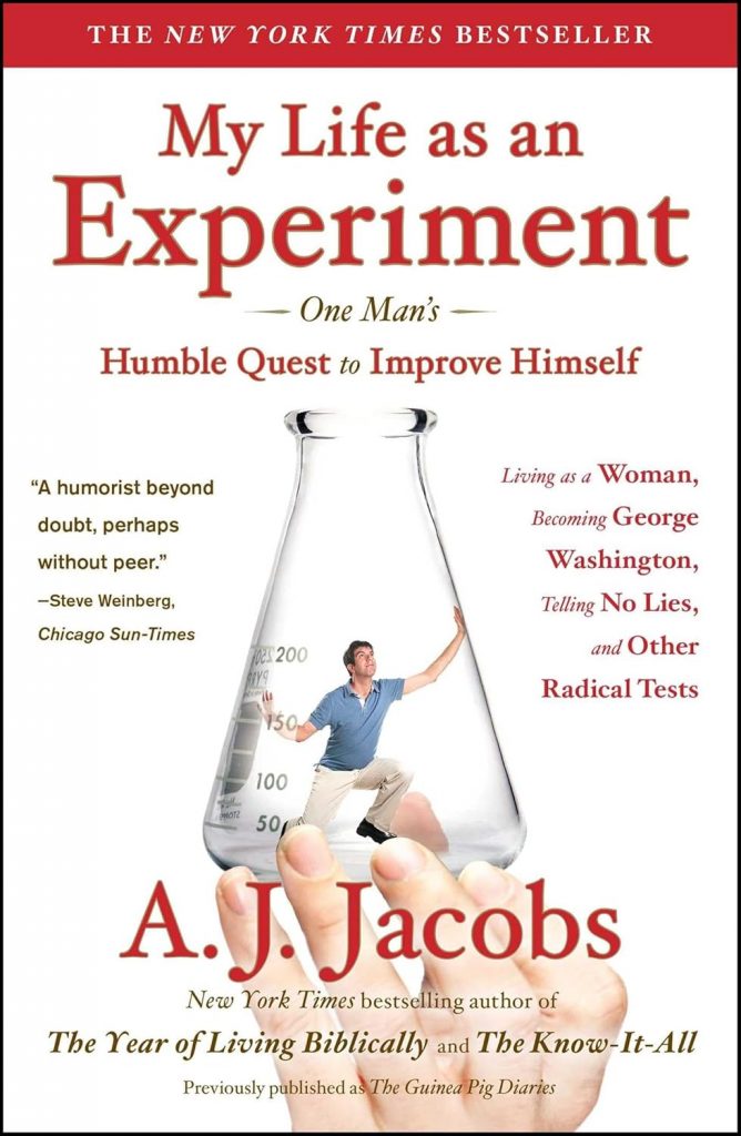 This is a book review of The Guinea Pig Diaries: My Life as an Experiment by A.J. Jacobs